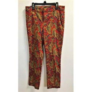 Lauren Ralph Lauren Red Paisley Straight Leg Women's Slacks
